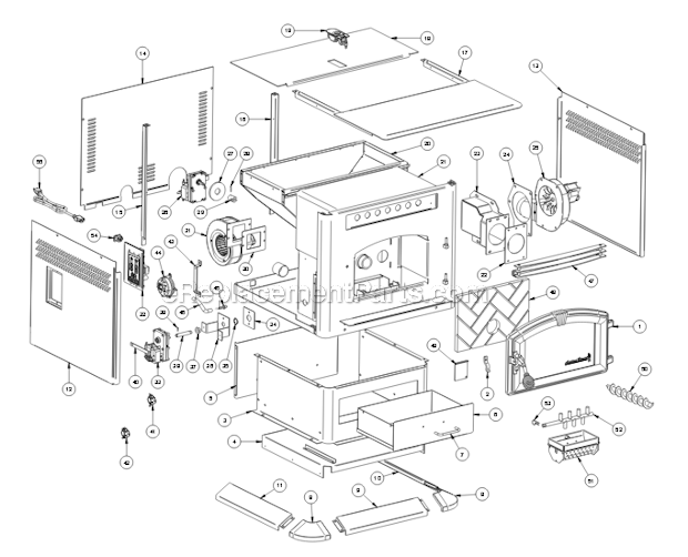 Page A Diagram and Parts List for 6039  US Stove Company Furnace